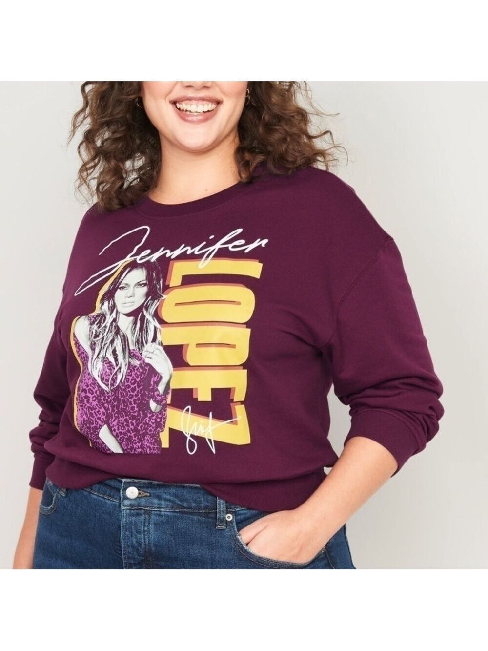 4X • Old Navy • Oversized Licensed Jennifer Lopez Cropped Sweatshirt